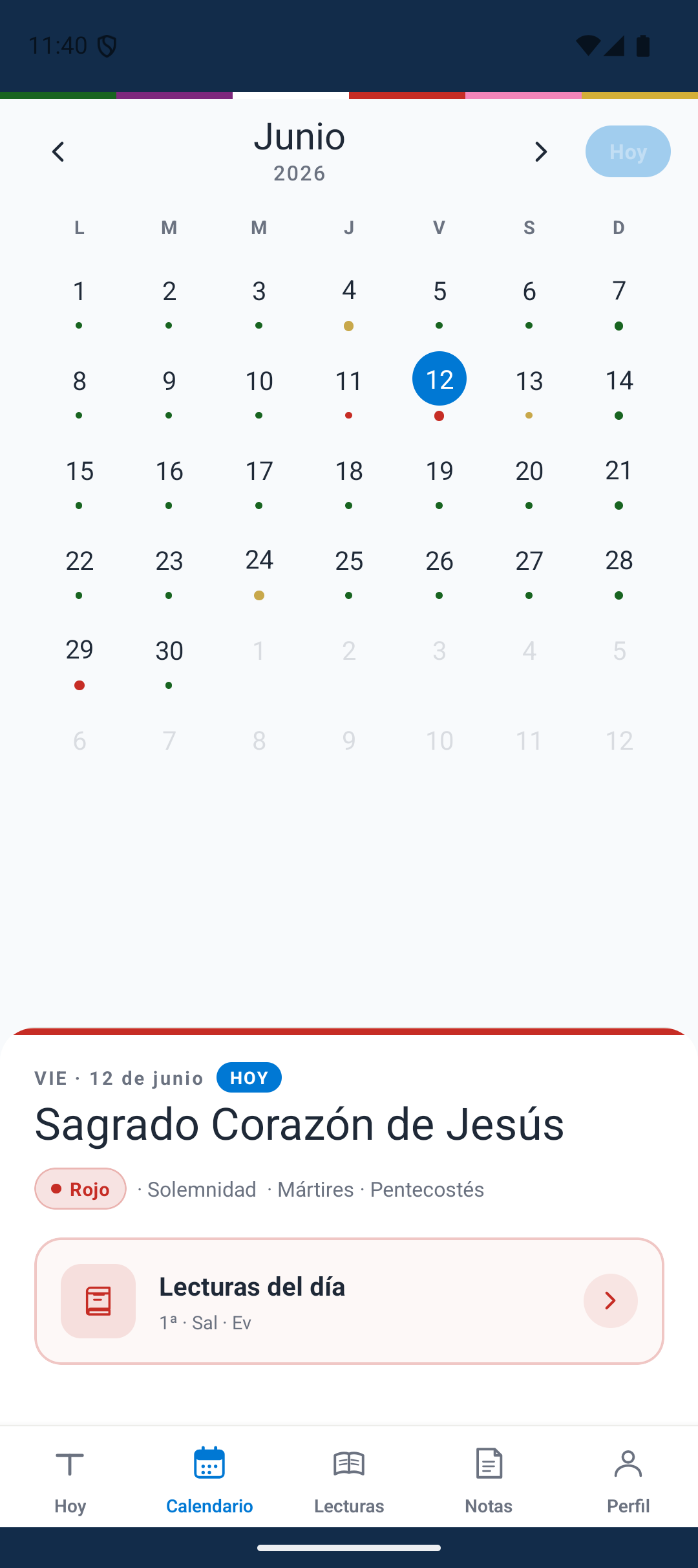Calendario litúrgico