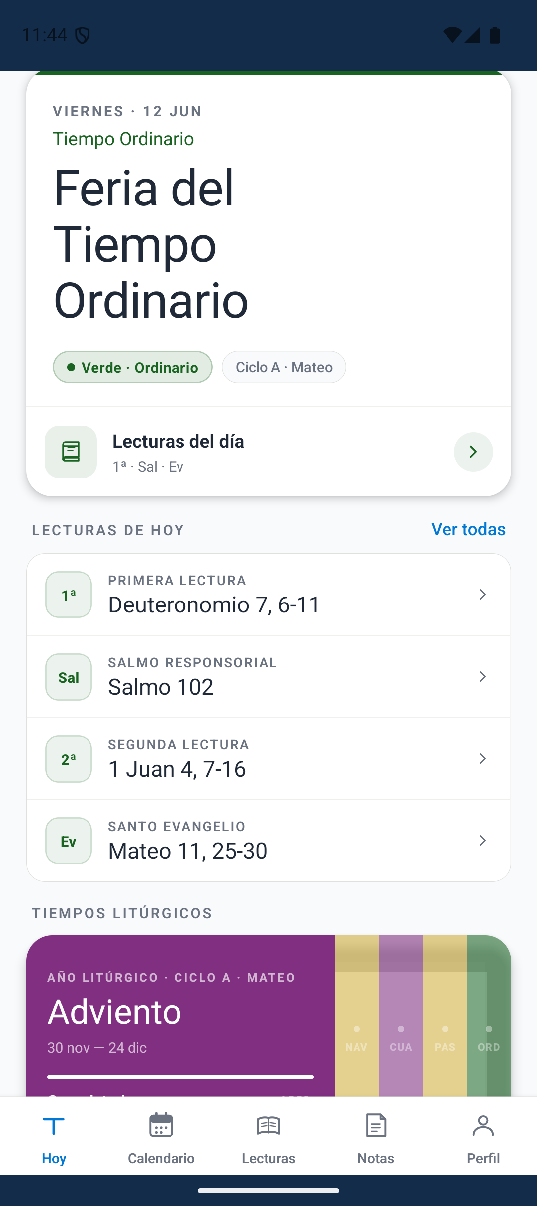 Pantalla de inicio — Hoy
